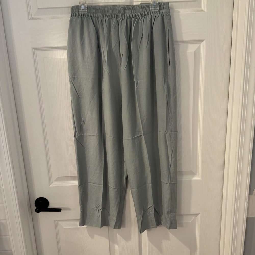The Silk Collection White Pine Co Women's Gray 100% Silk Wide Leg Pants Sz 18